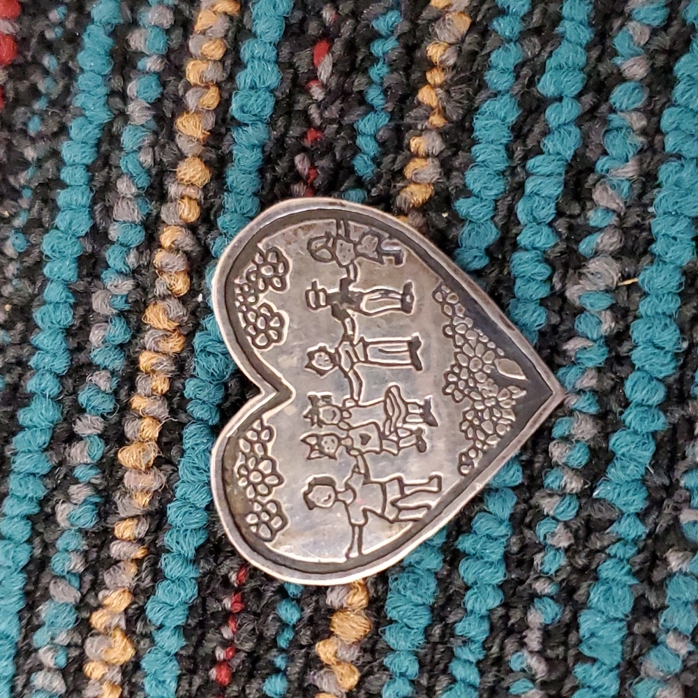 Vintage EFS Mexico Sterling 925 Heart Save the Children Design Pin Brooch